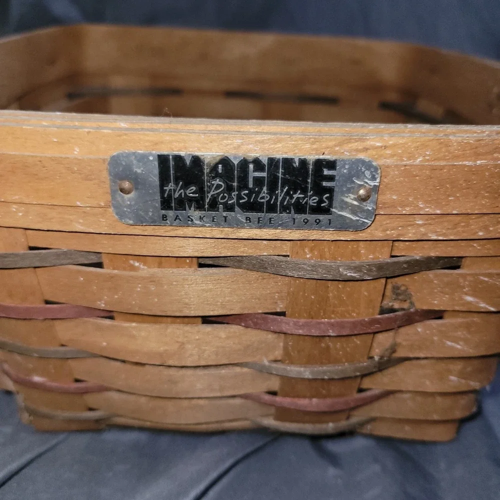 1991 Longaberger Imagine the Possibilities Bee Basket, Multi-color Weave, Easter
